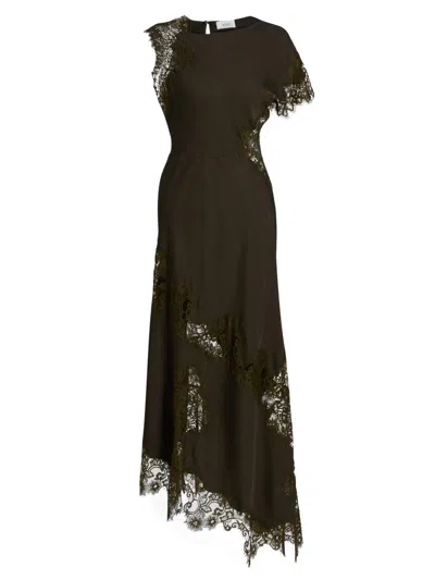 A.l.c A. L.c. Alessia Lace Inset Asymmetrical Dress In Green