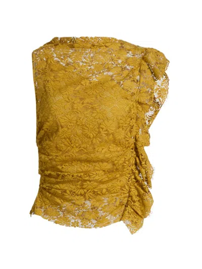 A.l.c Women's Astrid Ruffle-trim Lace Top In Gold