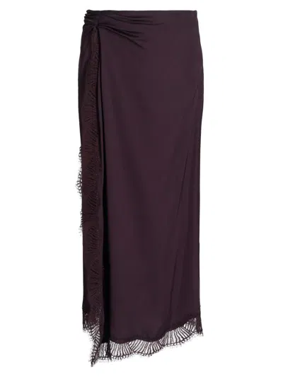 A.l.c Women's Bella Draped Lace-trimmed Midi-skirt In Purple