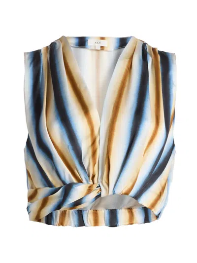 A.L.C WOMEN'S BROOKLYN STRIPED SATIN CROP TOP