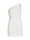 A.l.c . Carina One-shoulder Linen Blend Minidress In White