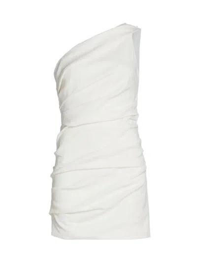 A.l.c . Carina One-shoulder Linen Blend Minidress In White