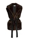A.l.c . Devon Oversize Faux Fur Vest In Brown