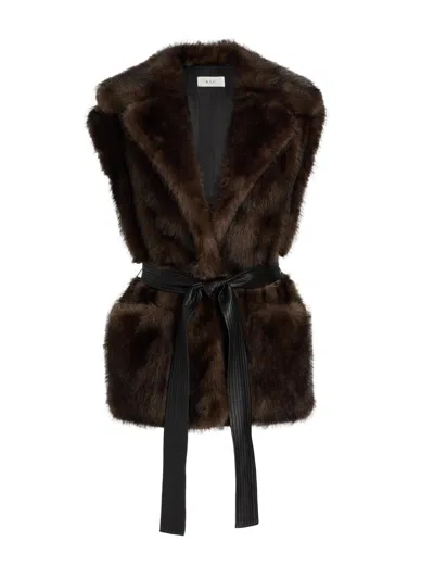 A.l.c Women's Devon Faux-fur Tie-waist Vest In Brown