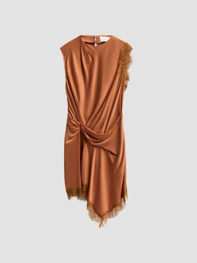 A.l.c Women's Dion Lace-trim Satin Mini Dress In Light Chestnut