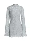 A.l.c . Eden Floral Lace Mock Neck Minidress In Blue