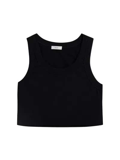A.l.c Women's Halsey Cotton Racerback Crop Tank In Black