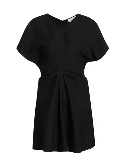 A.l.c Leni Short-sleeve Linen-blend Mini Dress In Black