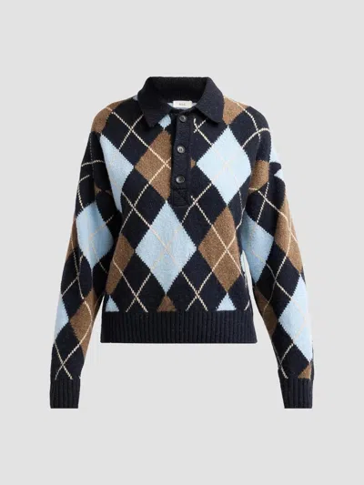 A.l.c Lennon Argyle Wool-cashmere Polo Sweater In Multi