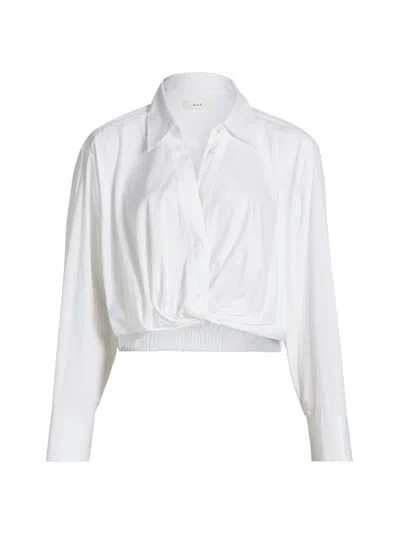 A.l.c Leo Cropped Cotton Shirt In Bright White In Metallic