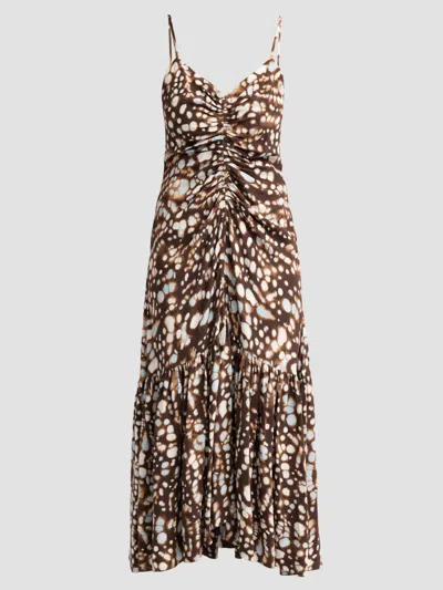 A.l.c Women's Lindsey Gathered Speckled Midi Dress In Brown