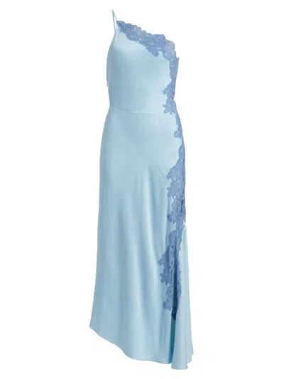 A.l.c Women's Lou Lace-trim Satin Midi-slipdress In Blue
