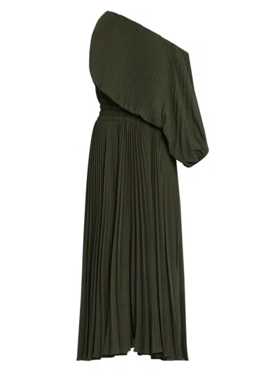 A.l.c Women's Mara Pleated Asymmetric Midi-dress In Green