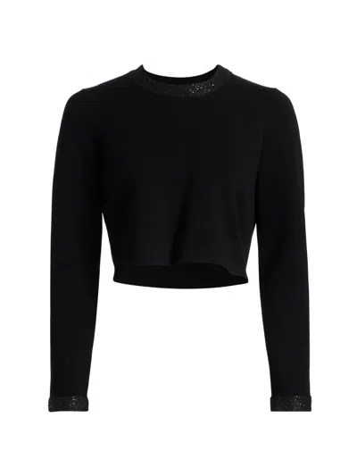 A.l.c Women's Marley Embellished Long-sleeve Crop Top In Black