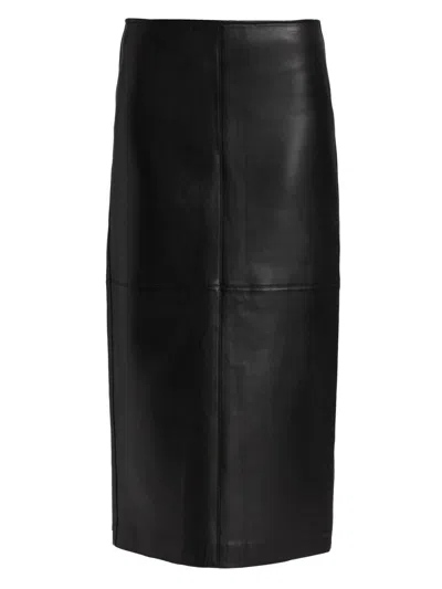 A.l.c Marta Straight Leather Maxi Skirt In Black