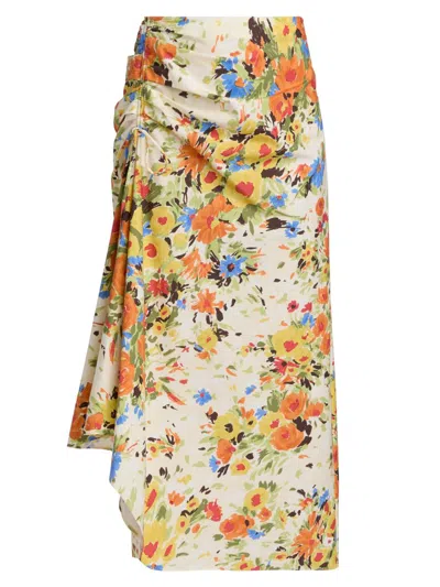 A.l.c Naomi Floral Draped Midi Skirt In Multi