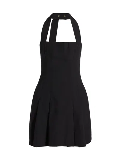 A.l.c . Nat Halter Neck Stretch Cotton Minidress In Black
