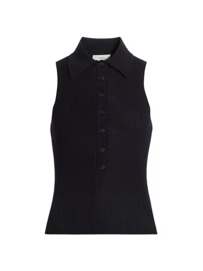 A.l.c Women's Oliver Knit Sleeveless Polo Top In Black