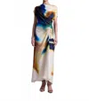 A.l.c Penny Draped Satin Maxi Dress In Multi