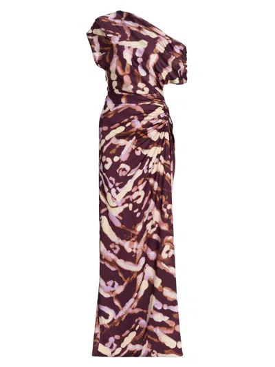 A.l.c Women's Poppy Printed One-shoulder Gown In Brown