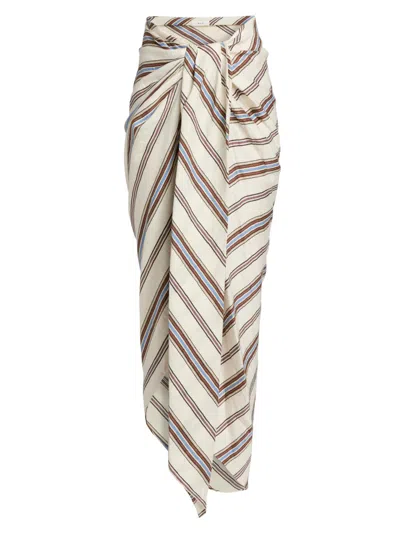 A.l.c . Rhodes Stripe Linen Blend Skirt In White