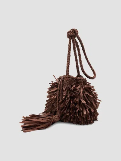 A.l.c Women's Sasha Fringed Paper Yarn Crossbody Bag In Chocolate