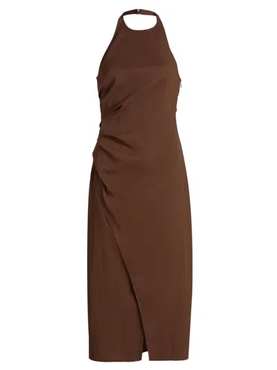 A.l.c Women's Sylvie Linen-blend Wrap Midi-dress In Brown