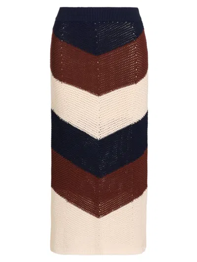 A.l.c Women's Tia Knit Midi-skirt In Cacao Shell Navy