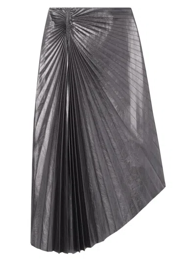 A.l.c Women's Tracy Metallic Faux-leather Pleated Midi-skirt In Gray