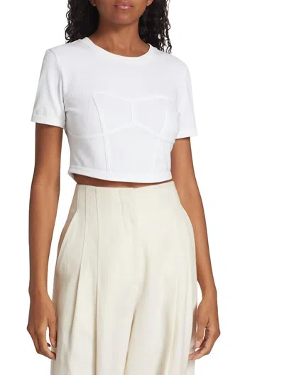 A.l.c Women's Wren White Short Sleeve Crop T-shirt Top