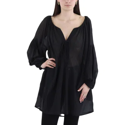 A.l.c Womens Ruched Gauze Peasant Top In Black