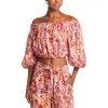 A.l.c Katherine Printed Off-the-shoulder Crop Top In Multi