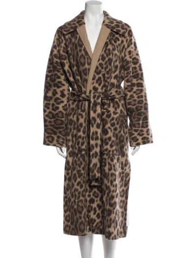 Pre-owned A.l.c Wool Animal Print Coat In Brown