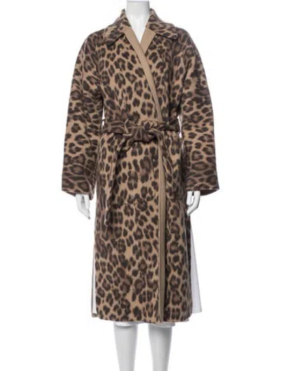 Pre-owned A.l.c Wool Animal Print Coat In Brown