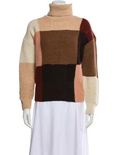 Pre-owned A.l.c Wool Colorblock Pattern Sweater In Brown