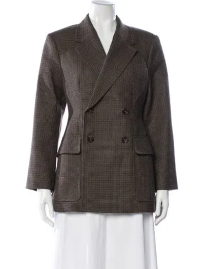 Pre-owned A.l.c Wool Houndstooth Print Blazer In Brown