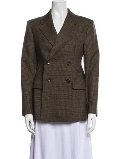 Pre-owned A.l.c Wool Houndstooth Print Blazer In Green