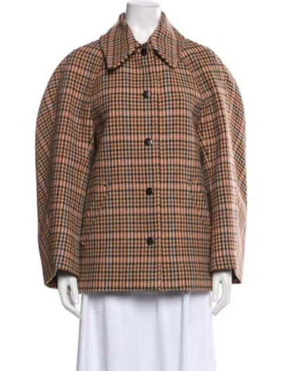 Pre-owned A.l.c Wool Houndstooth Print Coat In Brown