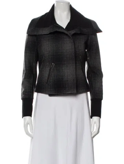 Pre-owned A.l.c Wool Plaid Print Biker Jacket In Multi