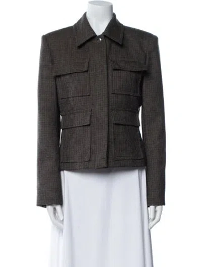 Pre-owned A.l.c Wool Plaid Print Blazer In Brown