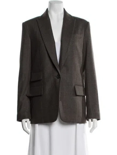Pre-owned A.l.c Wool Plaid Print Blazer In Brown