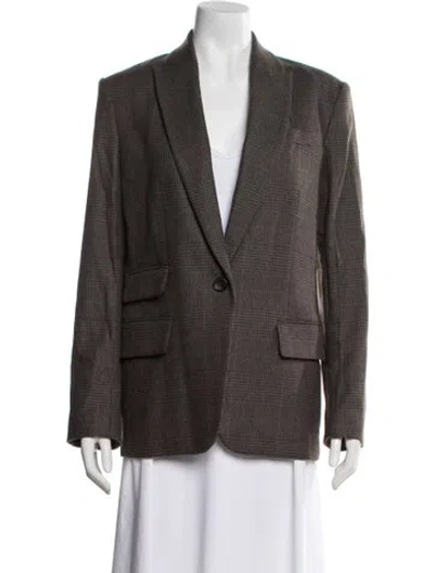 Pre-owned A.l.c Wool Plaid Print Blazer In Brown