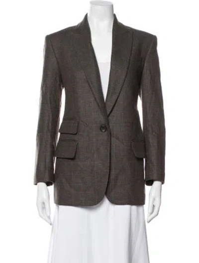 Pre-owned A.l.c Wool Plaid Print Blazer In Brown