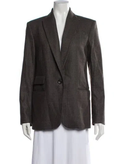Pre-owned A.l.c Wool Plaid Print Blazer In Brown