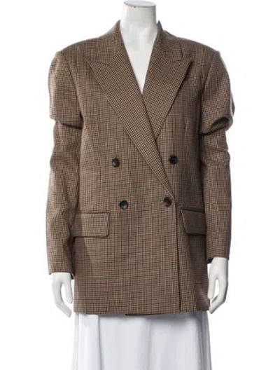 Pre-owned A.l.c Wool Plaid Print Blazer In Brown