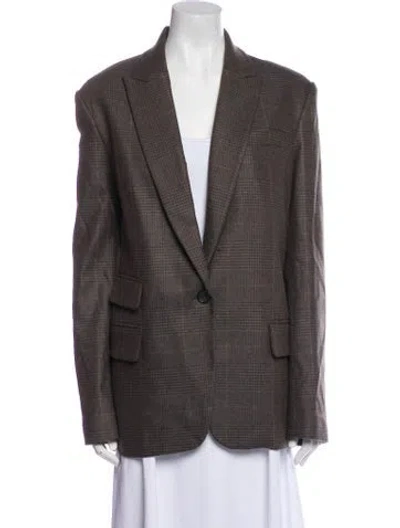Pre-owned A.l.c Wool Plaid Print Blazer W/ Tags In Brown
