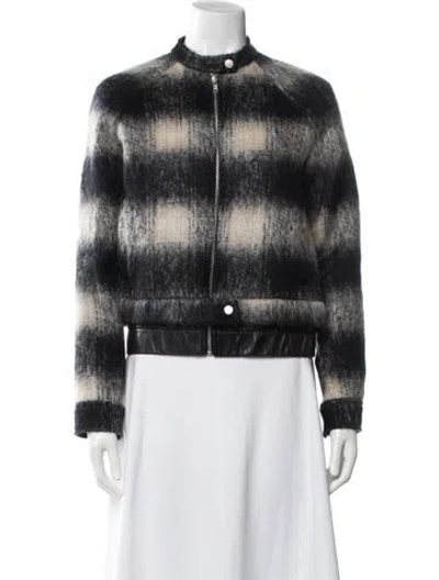 Pre-owned A.l.c Wool Plaid Print Bomber Jacket In Black
