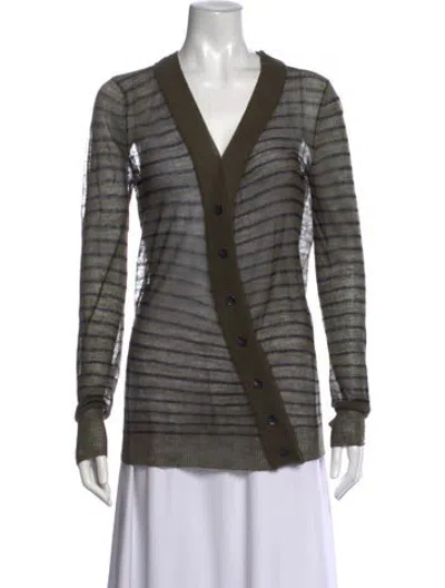 Pre-owned A.l.c Wool Striped Sweater In Green
