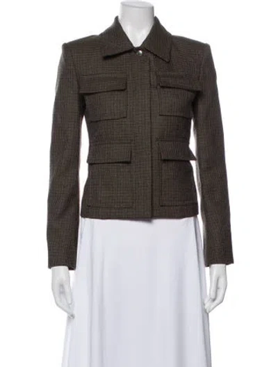 Pre-owned A.l.c Wool Tweed Pattern Jacket In Brown