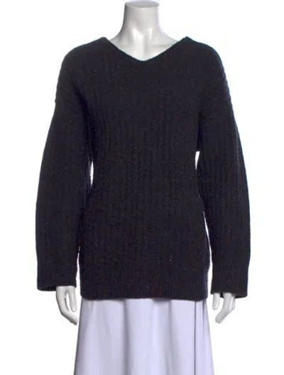 Pre-owned A.l.c Wool Tweed Pattern Sweater In Blue